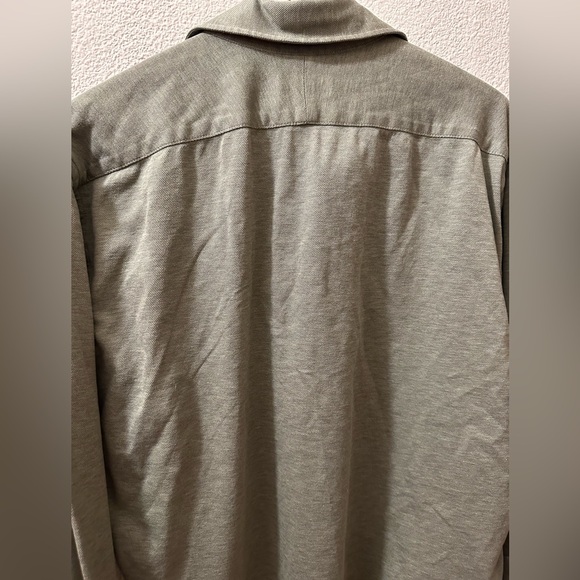 Proper Cloth Polo Shirt Men’s Olive Long Sleeve Cotton Size 16.5 - Picture 3 of 7